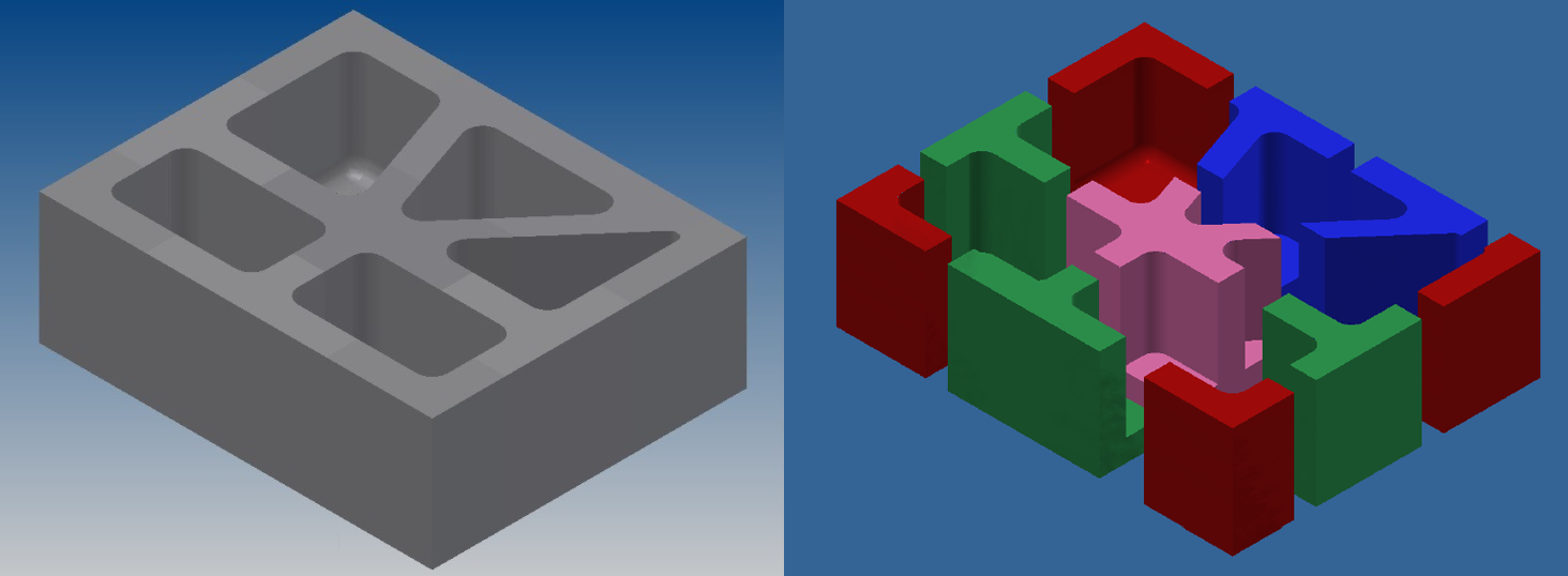 Figure 2. Relatively simple AM part made from ten separate sub-shapes.