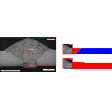 Figure 2. Comparison of modelling results with experimental macrographs